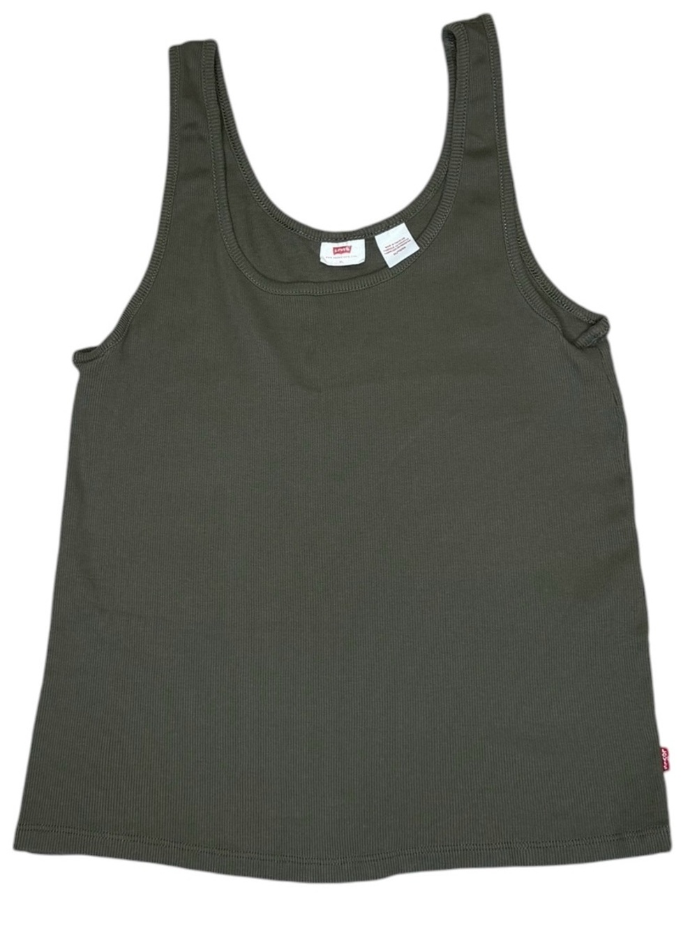 Levi’s Ribbed Tank Top Olive Green Sleeveless Cotton Stretch XL Classic Basic